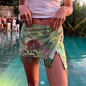 Jaded London Melona Embellished Wrap Mini Skirt